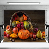 Lofaris Bumper Harvest Wooden Simple Vibe Autumn Backdrop